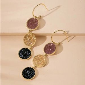 Round Long Drop Earrings